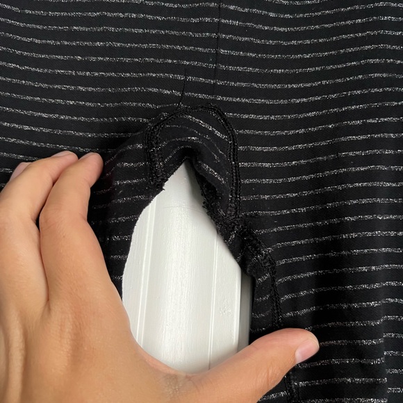 Athleta Shimmer Stripe leggings black silver metallic tights full length xl - Picture 6 of 11